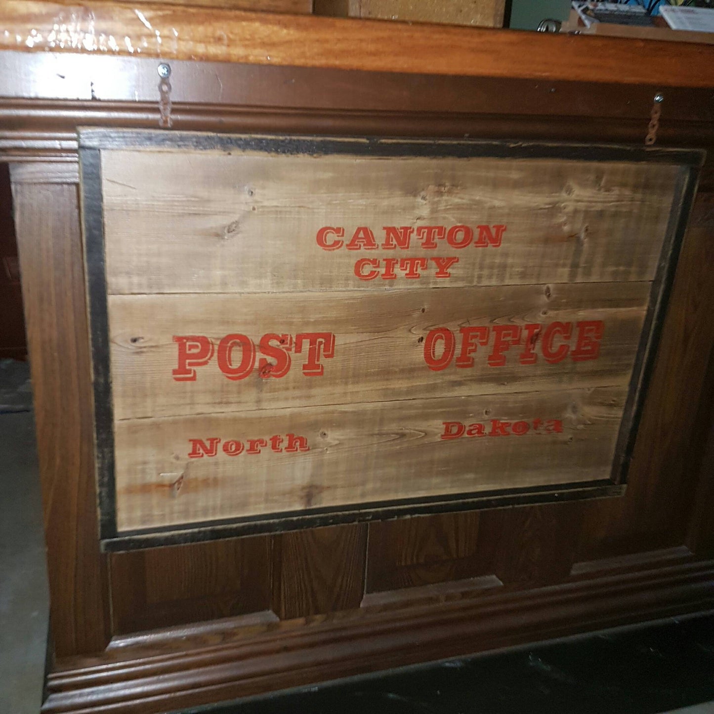 canton city north dakota wooden post office sign
