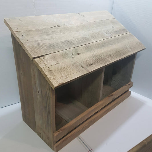 rustic double chicken nesting box wood unpainted