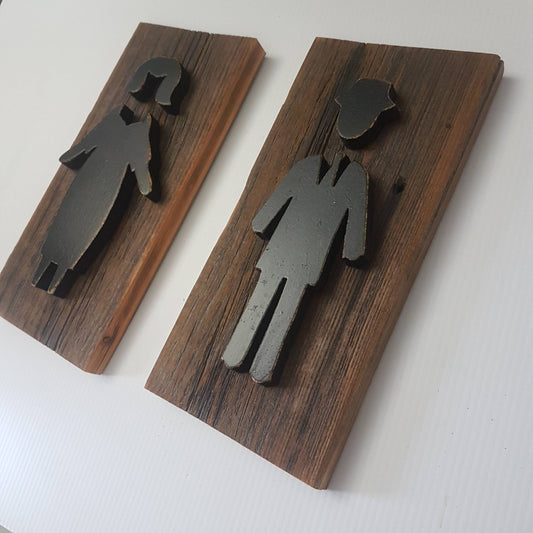 mens and womans bathroom restroom sign for