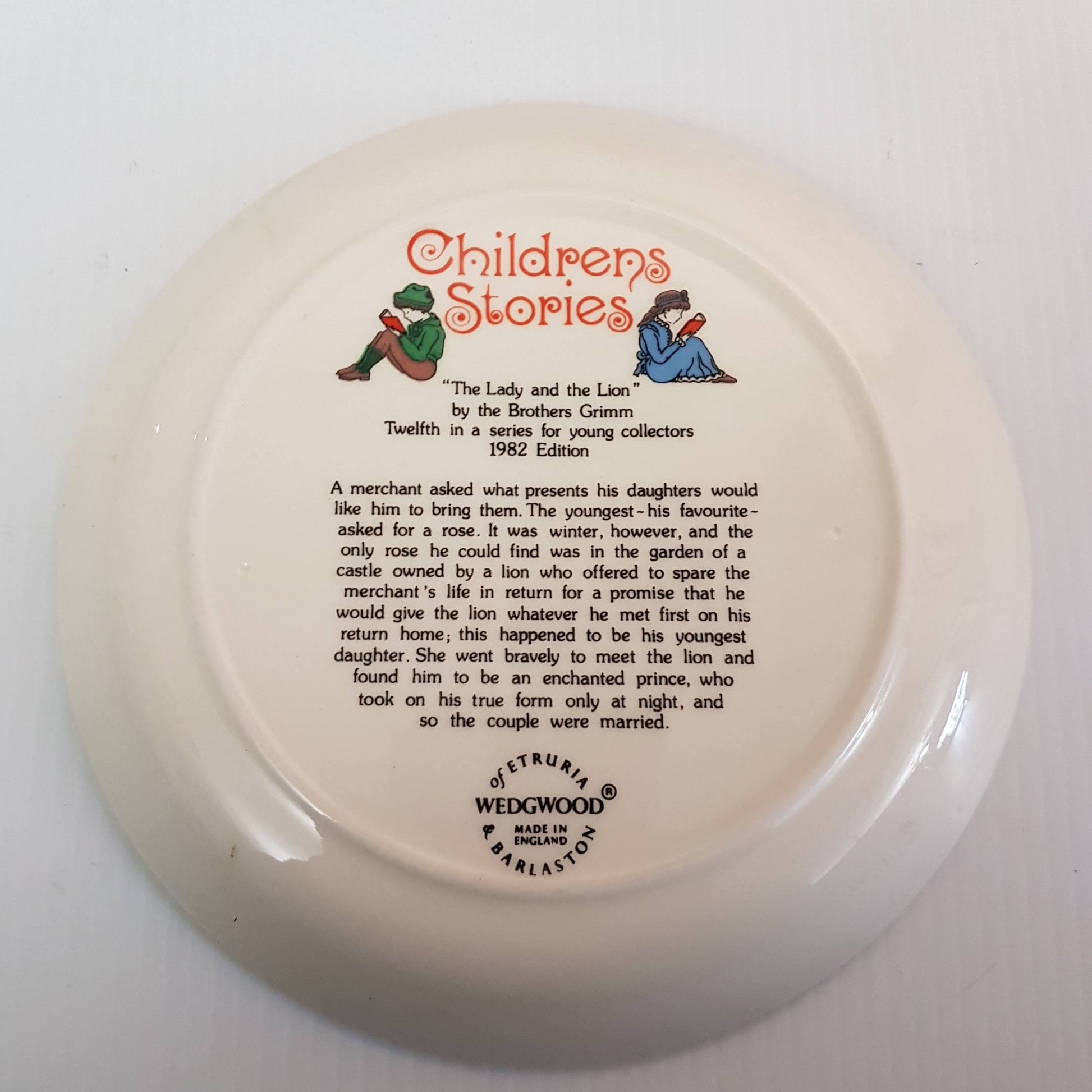 wedgwood children story plate the lady and the lion by the brothers grim