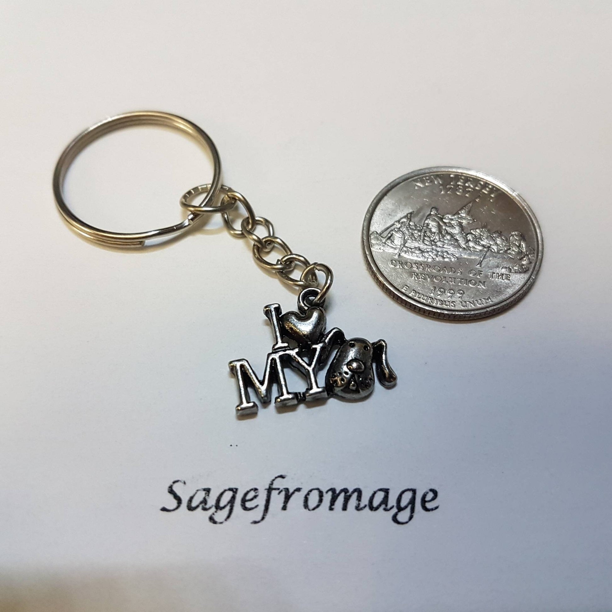 i love my dog keychain