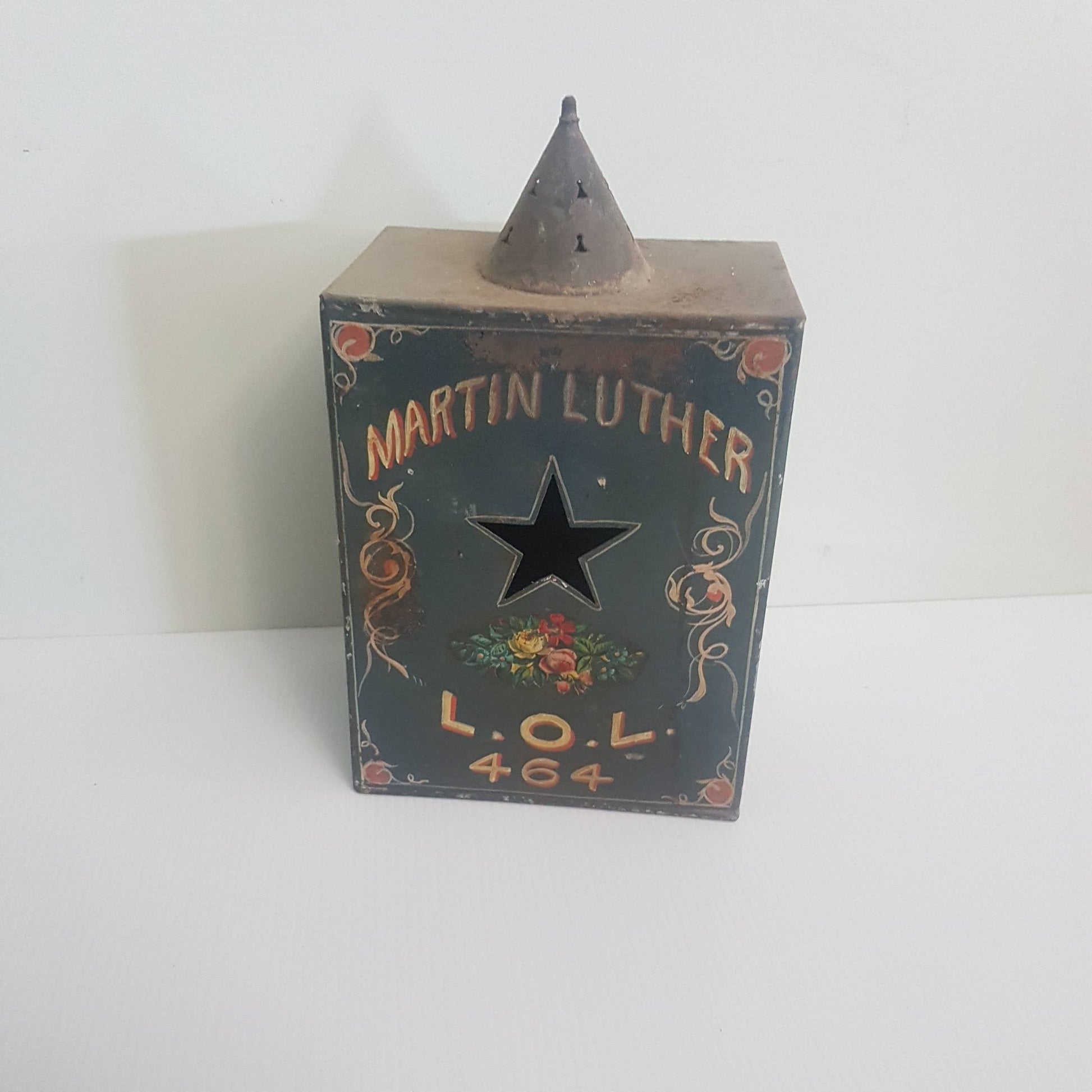 tin candle box masonic lodge martin luther loyal orange lodge