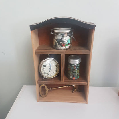 reclaimed walnut arched top curio cabinet / display shelf handmade