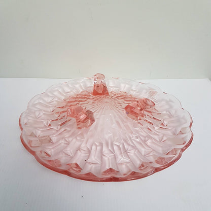 3 toes pink depression glass plate tray glass pink glass depression glass candy dish