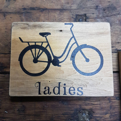 bathroom sign mens and womens bathroom restroom sign antique bicycle