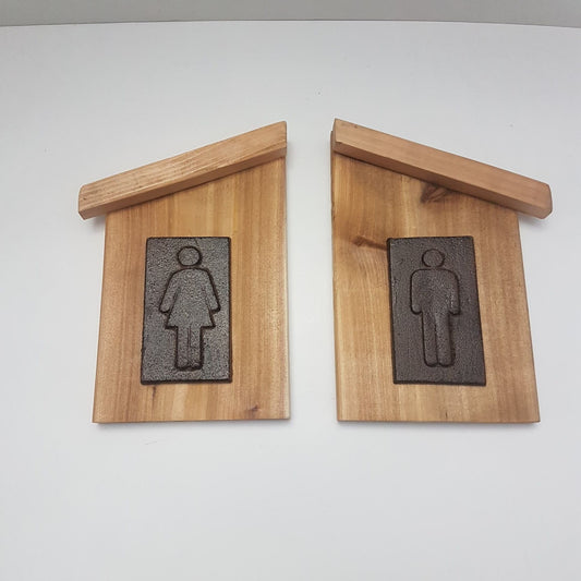 bathroom signs mens womens cast iron cedar