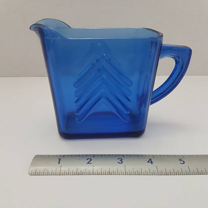 cobalt blue chevron depression glass creamer pitcher