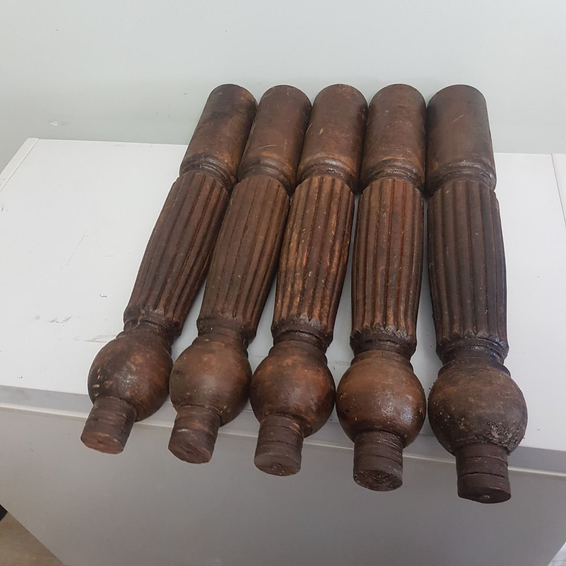 antique hardwood table legs fluted jacobean