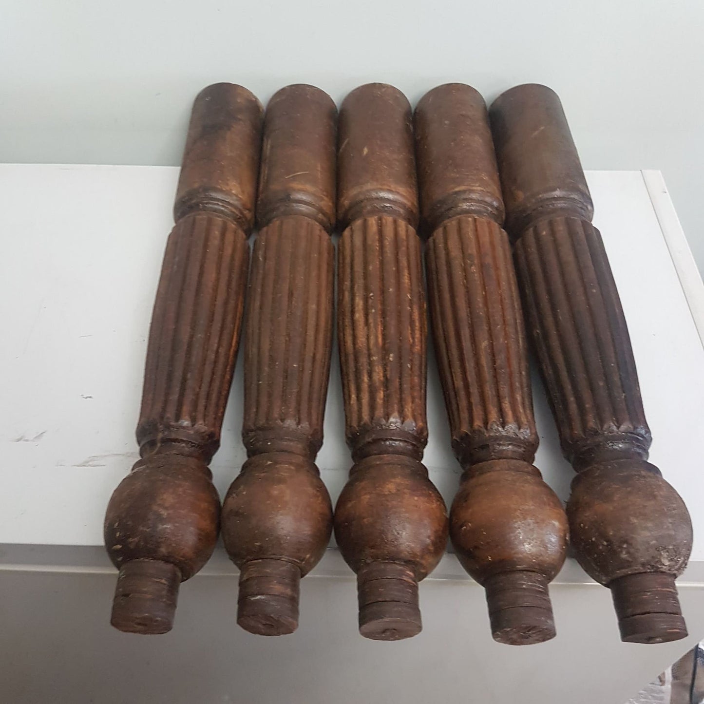 antique hardwood table legs fluted jacobean