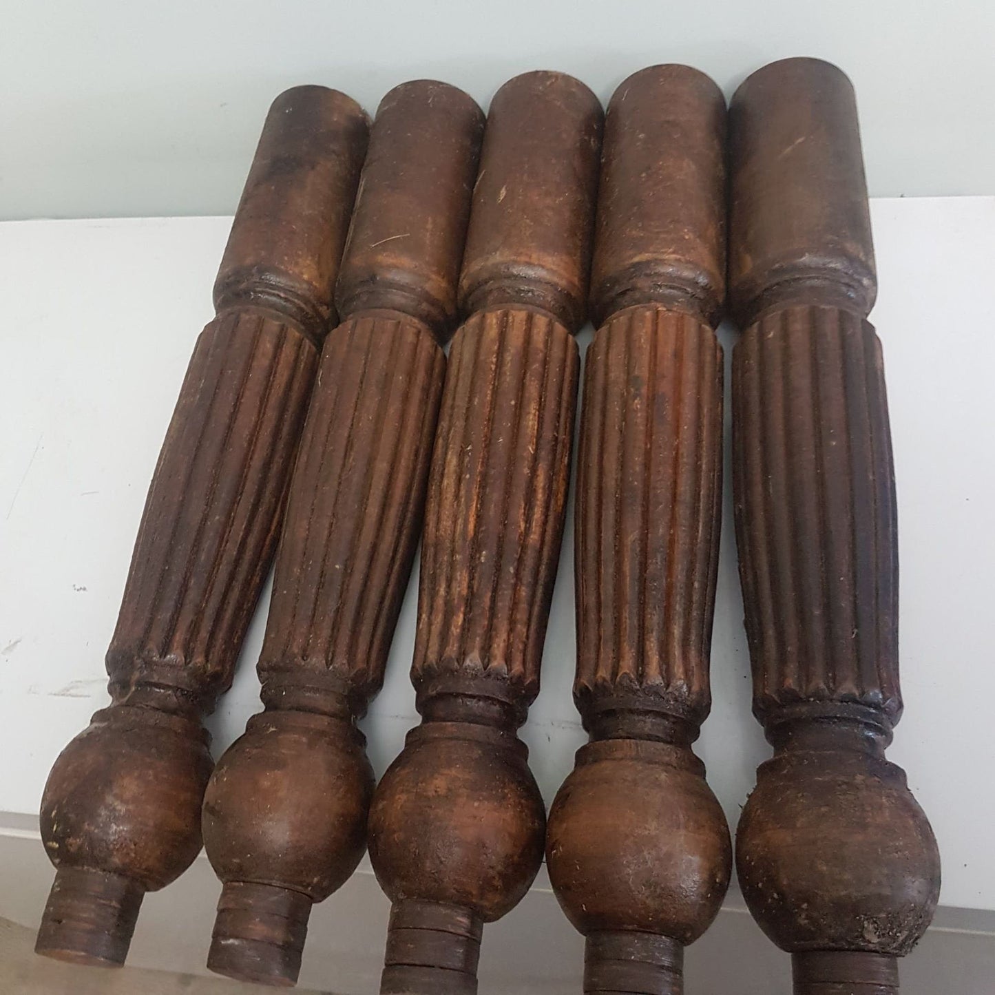 antique hardwood table legs fluted jacobean