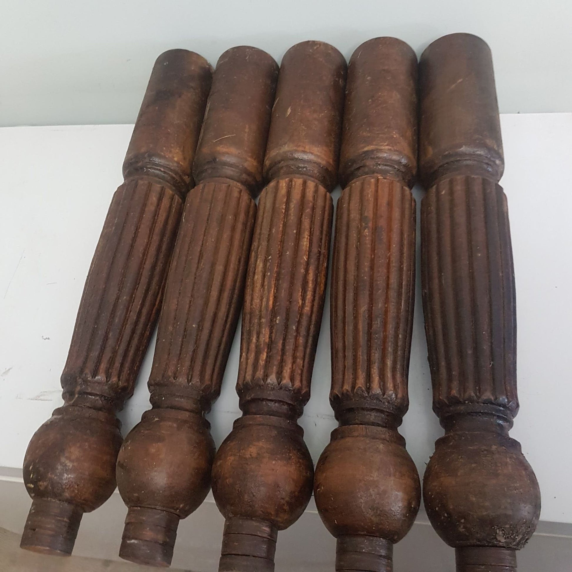 antique hardwood table legs fluted jacobean