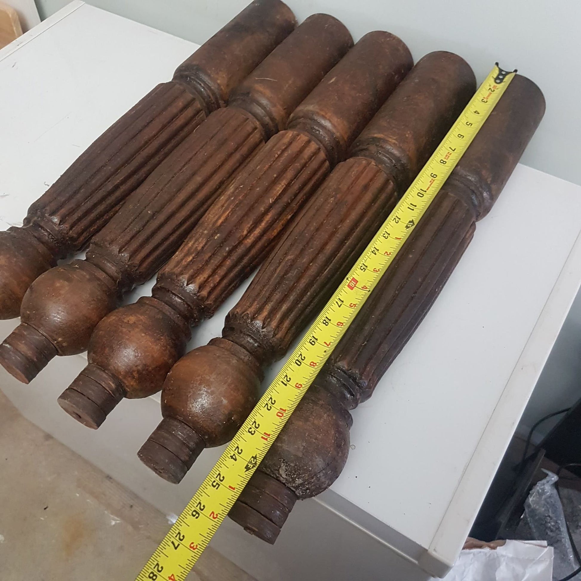 antique hardwood table legs fluted jacobean