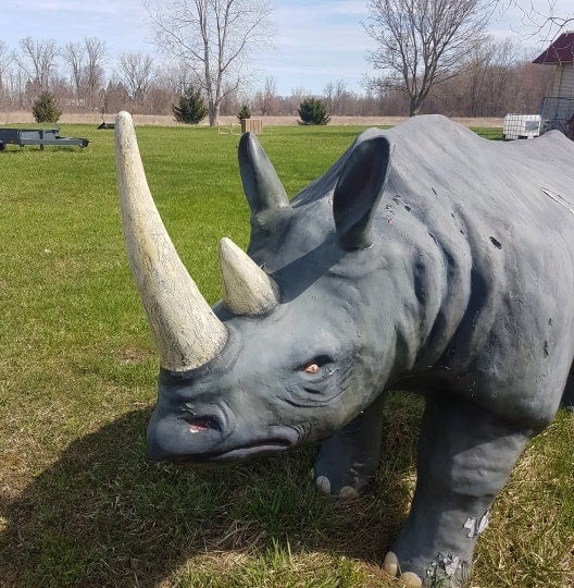life sized rhino rhinoceros land mark statue