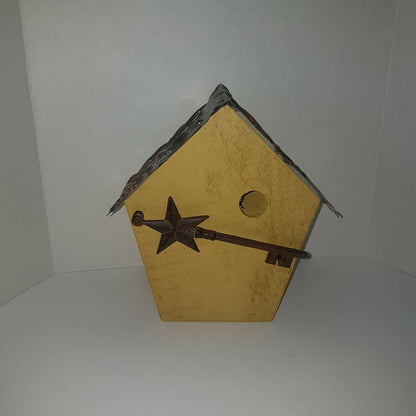 rustic bird house hand built fleur de lys tin roof