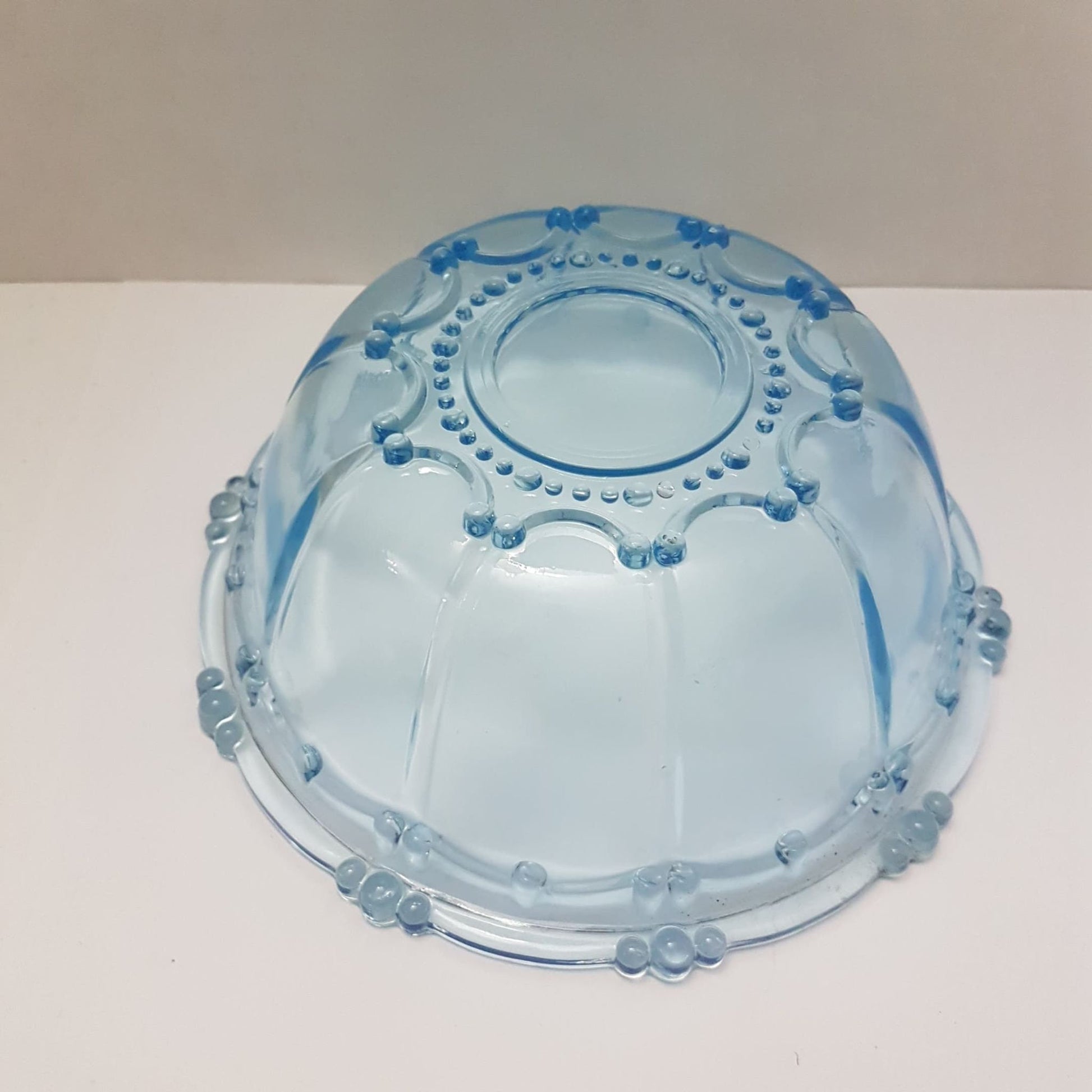 blue depression glass bowl