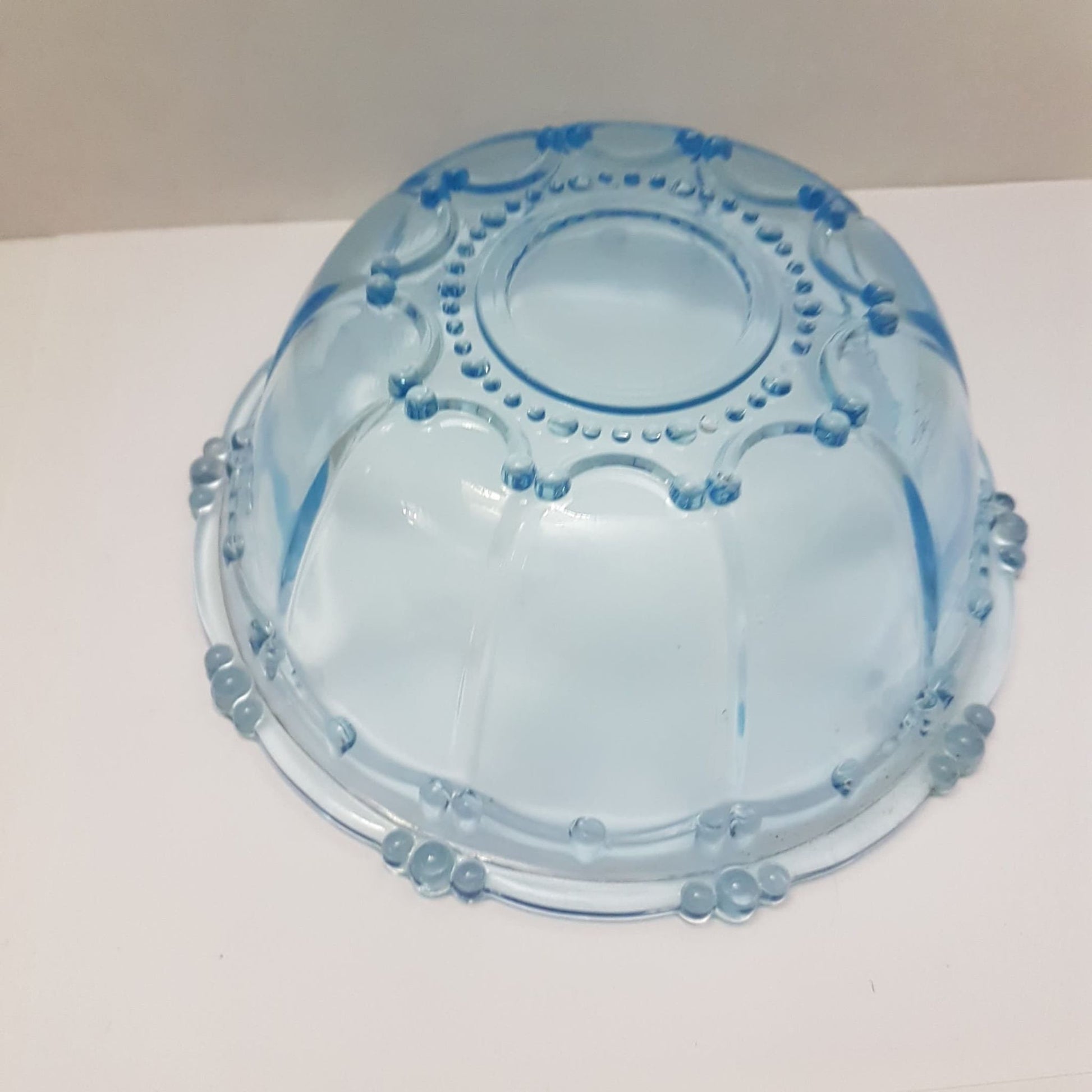 blue depression glass bowl