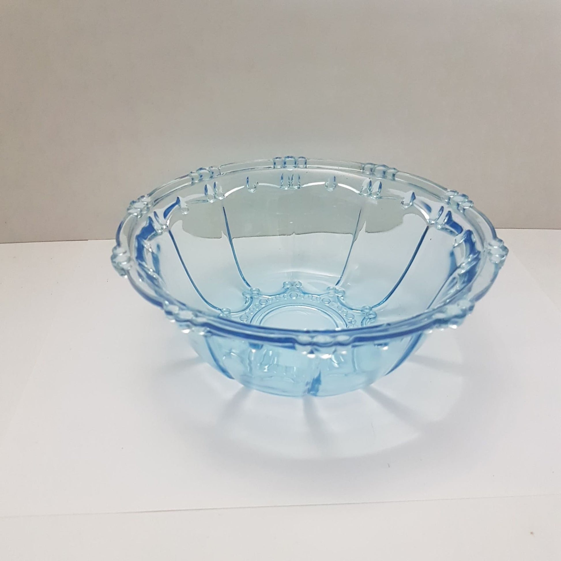 blue depression glass bowl