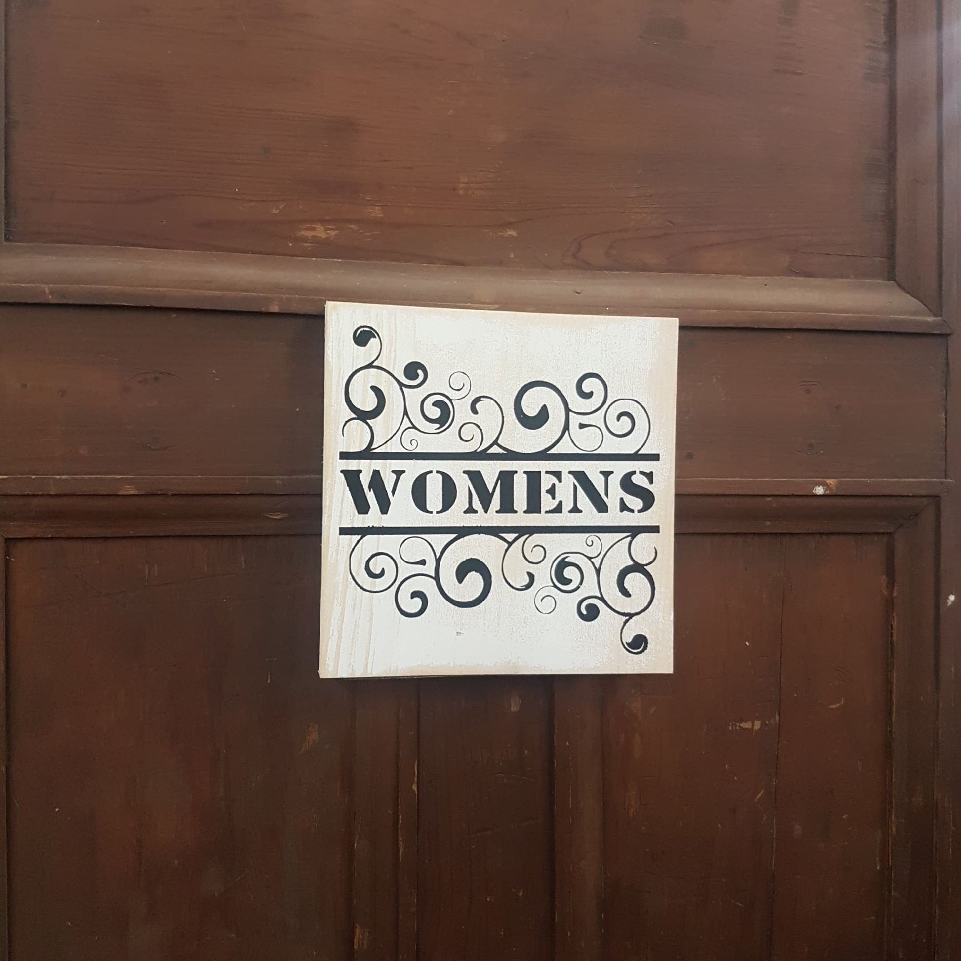 bathroom sign pair mens womens ornate hand painted