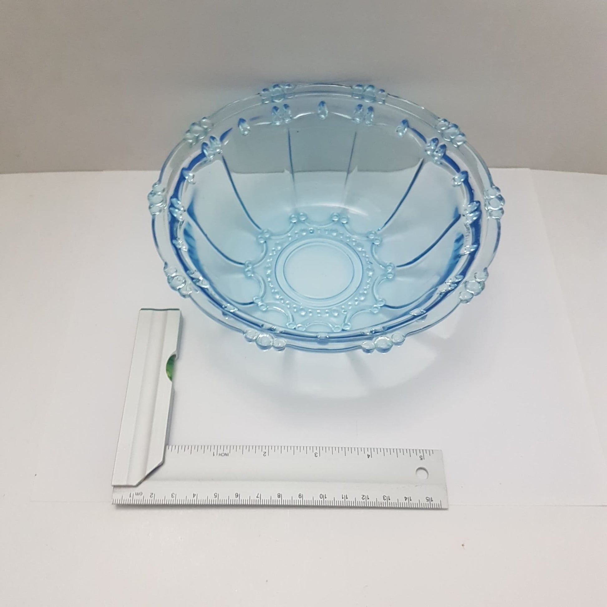 blue depression glass bowl