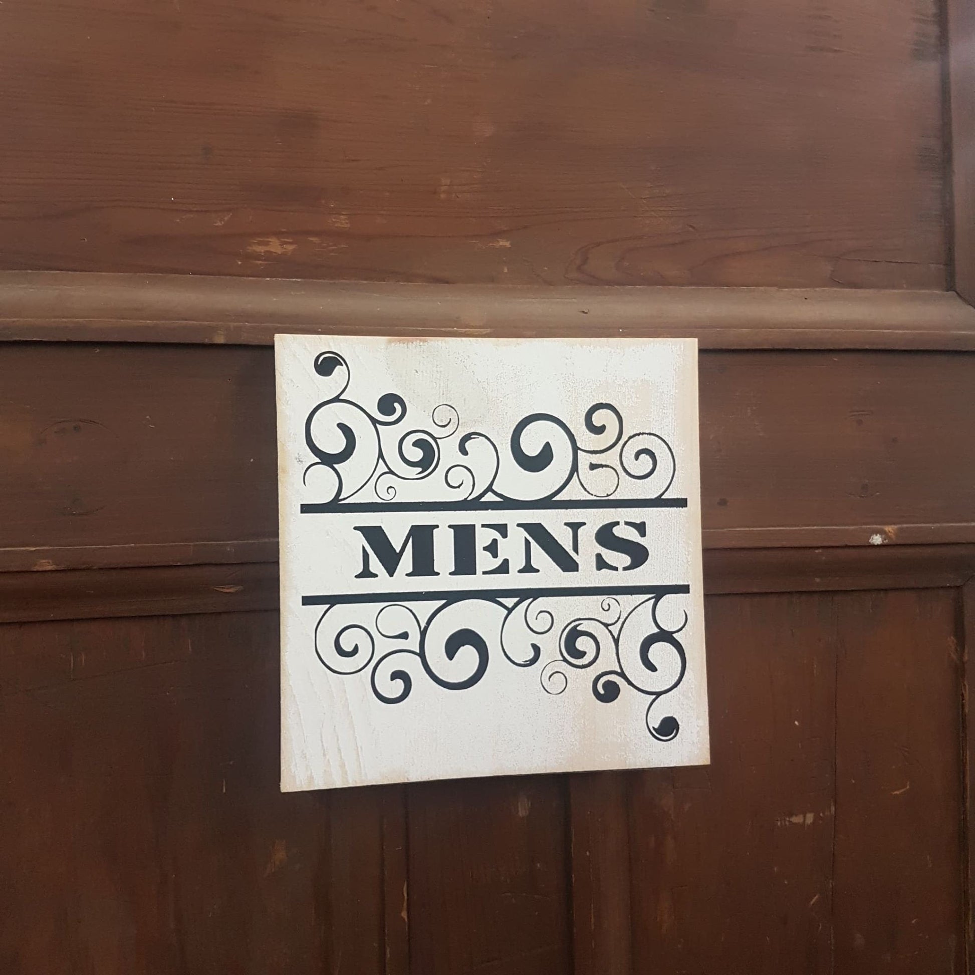 bathroom sign pair mens womens ornate hand painted