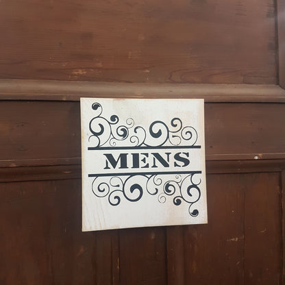 bathroom sign pair mens womens ornate hand painted