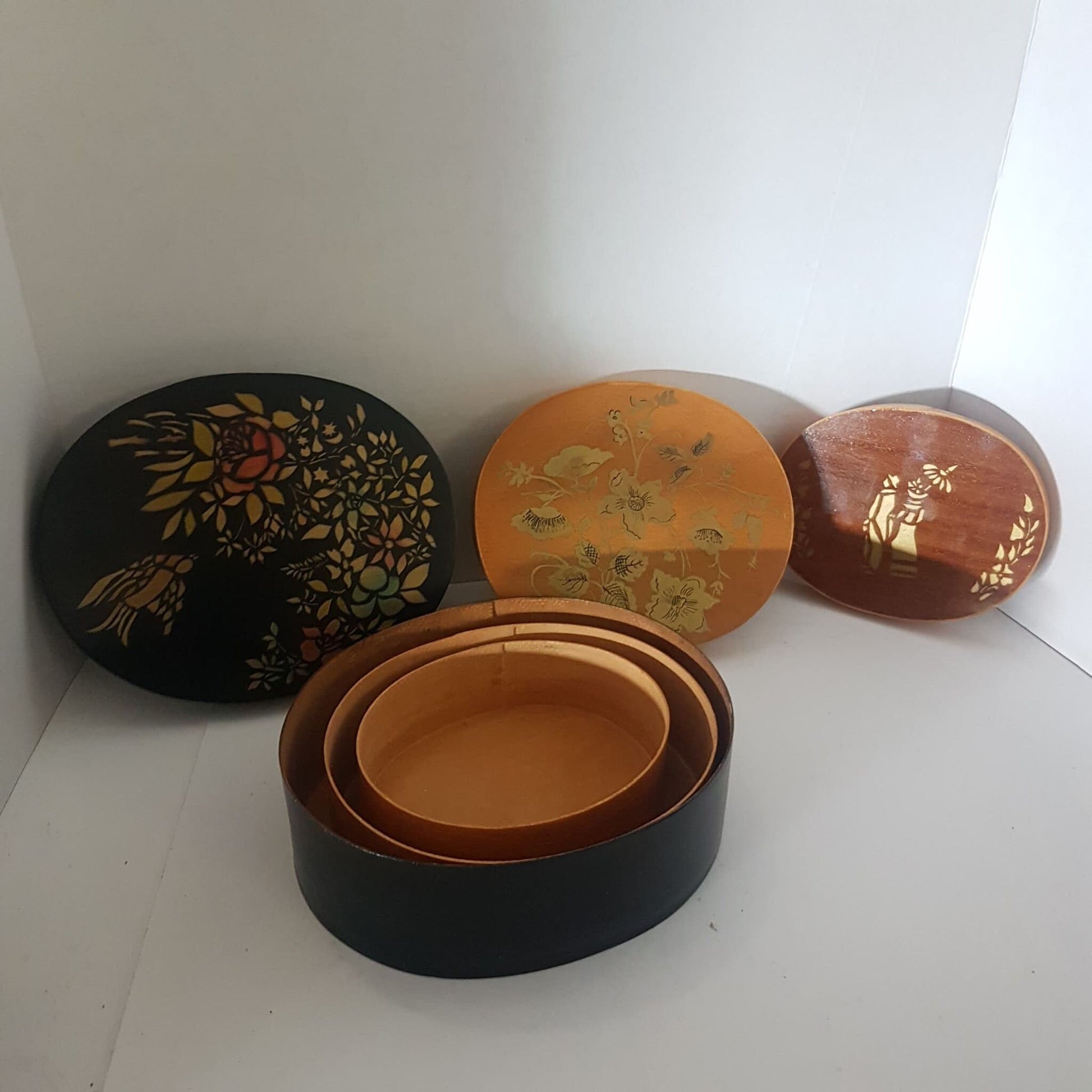 beautiful hand stenciled wooden nesting boxes boudoir