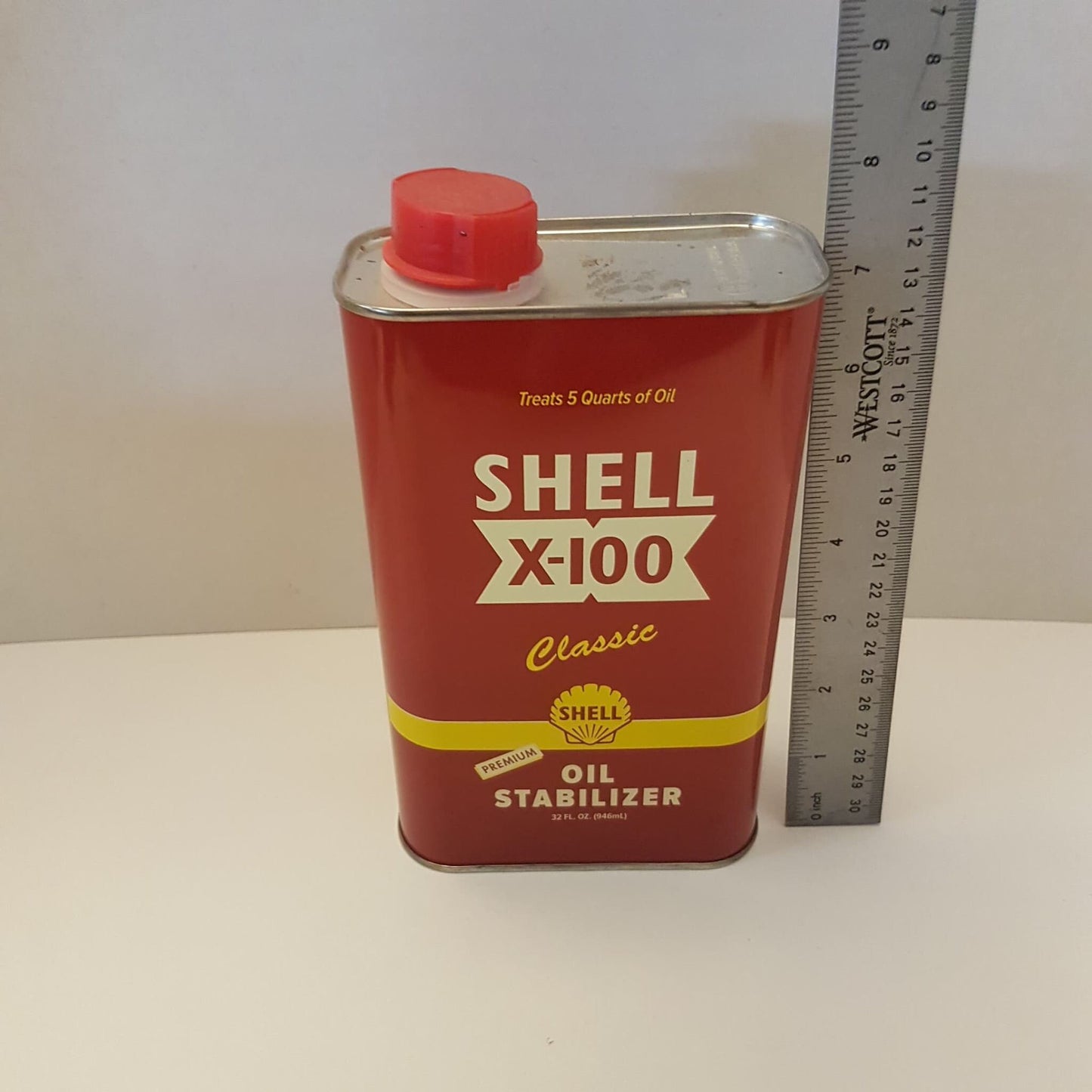 shell x-100 oil stabilizer advertising tin oil can