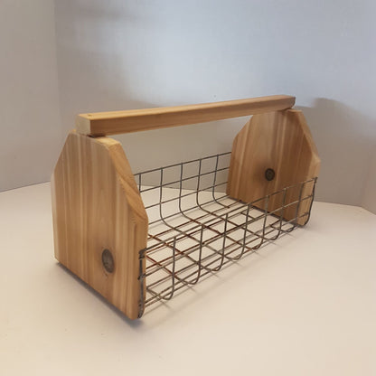 rustic wooden wire egg basket table tote