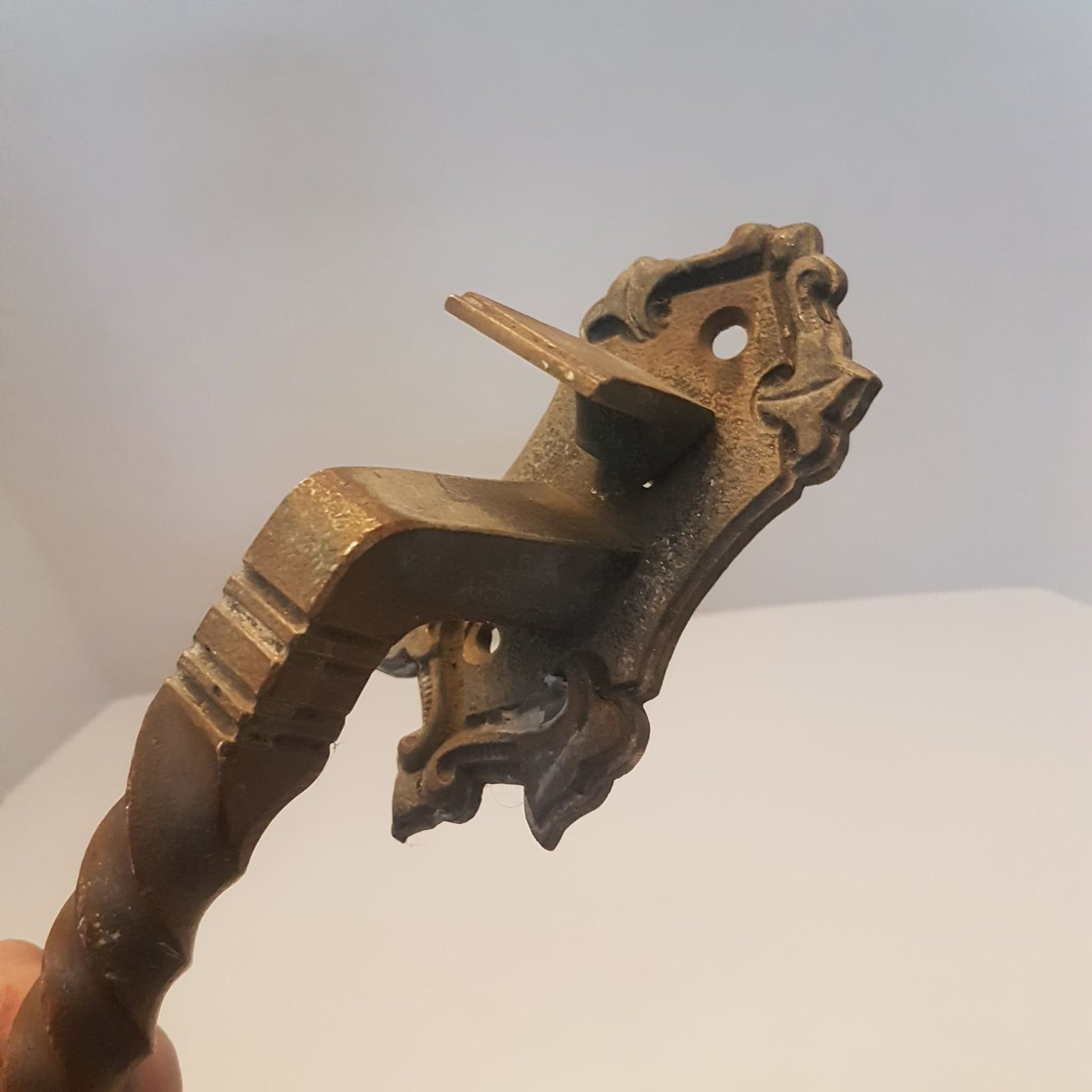 ornate gothic salvage solid bronze door handle jacobean / barley twist