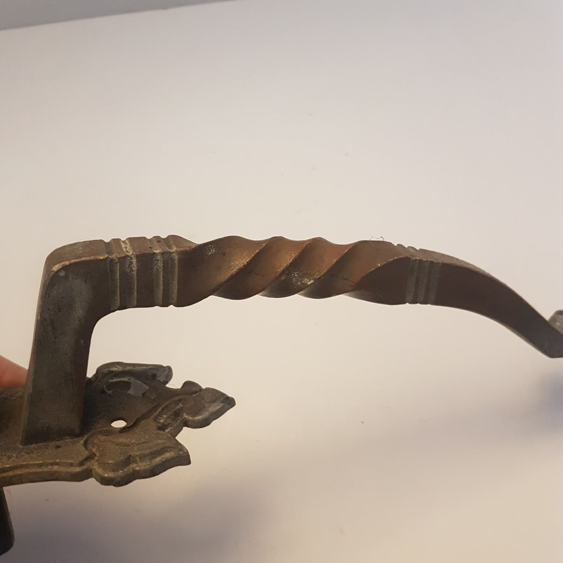 ornate gothic salvage solid bronze door handle jacobean / barley twist