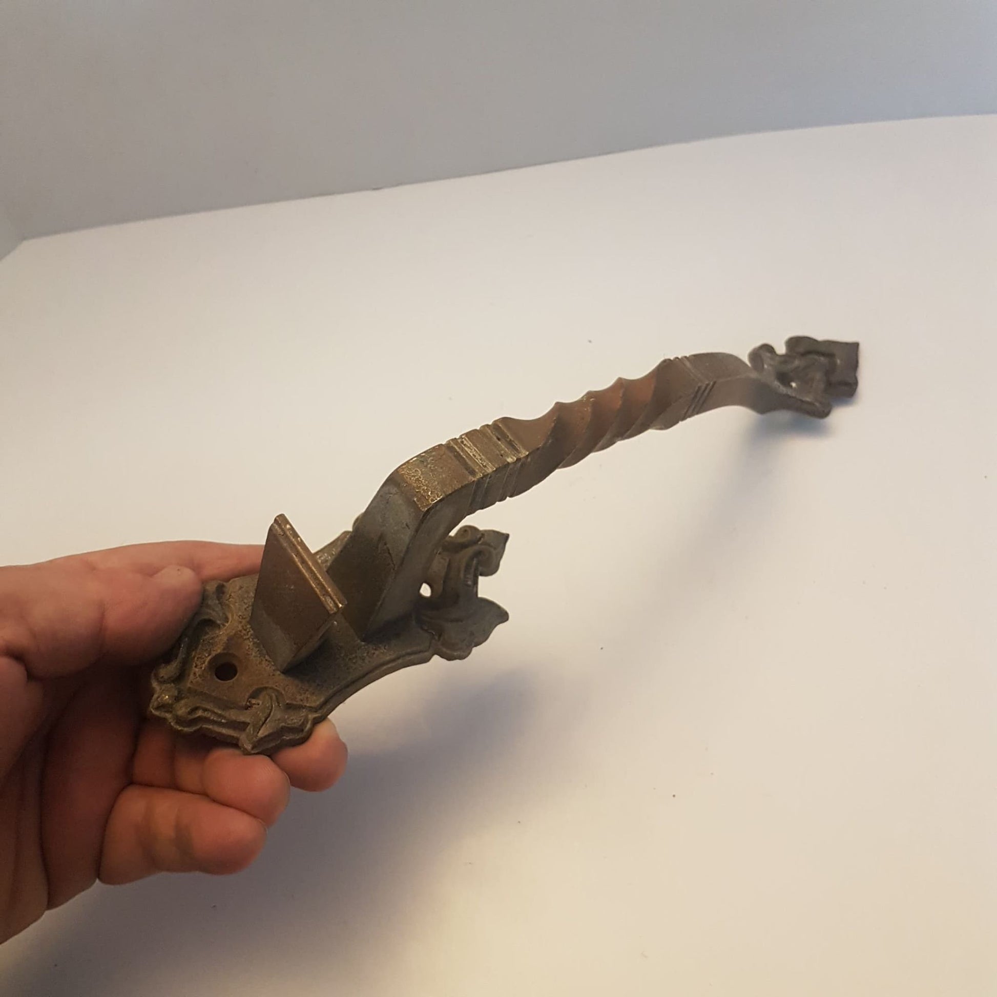 ornate gothic salvage solid bronze door handle jacobean / barley twist