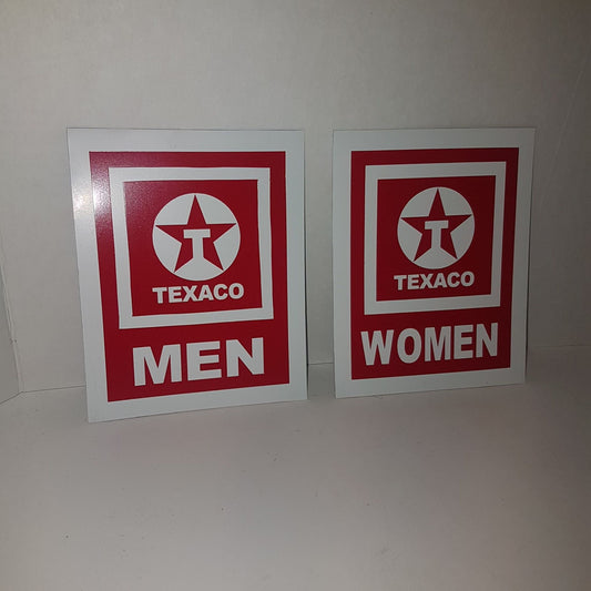 texaco mens and womens metal bathroom restroom toilet sign