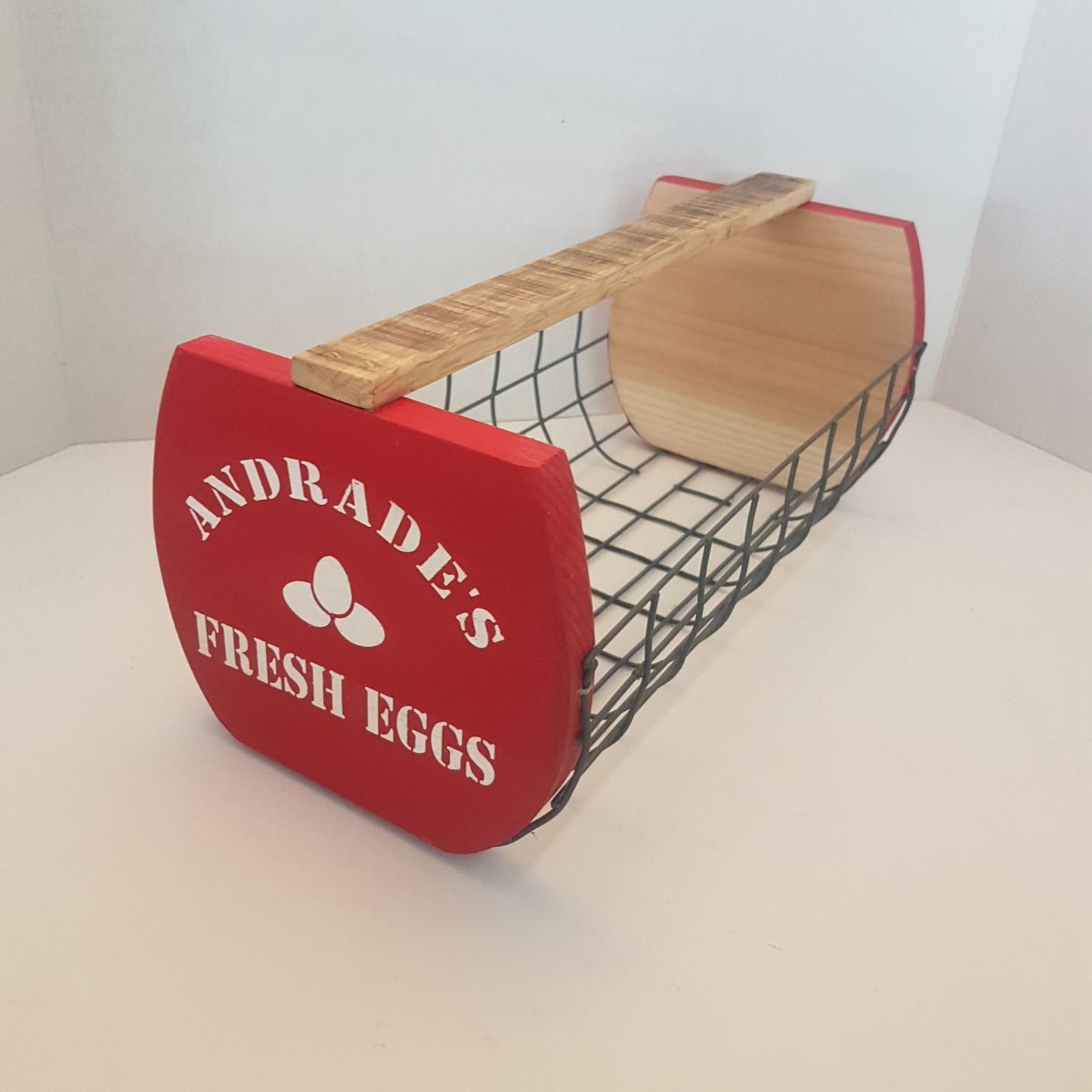 wooden egg basket garden harvest basket add your name red