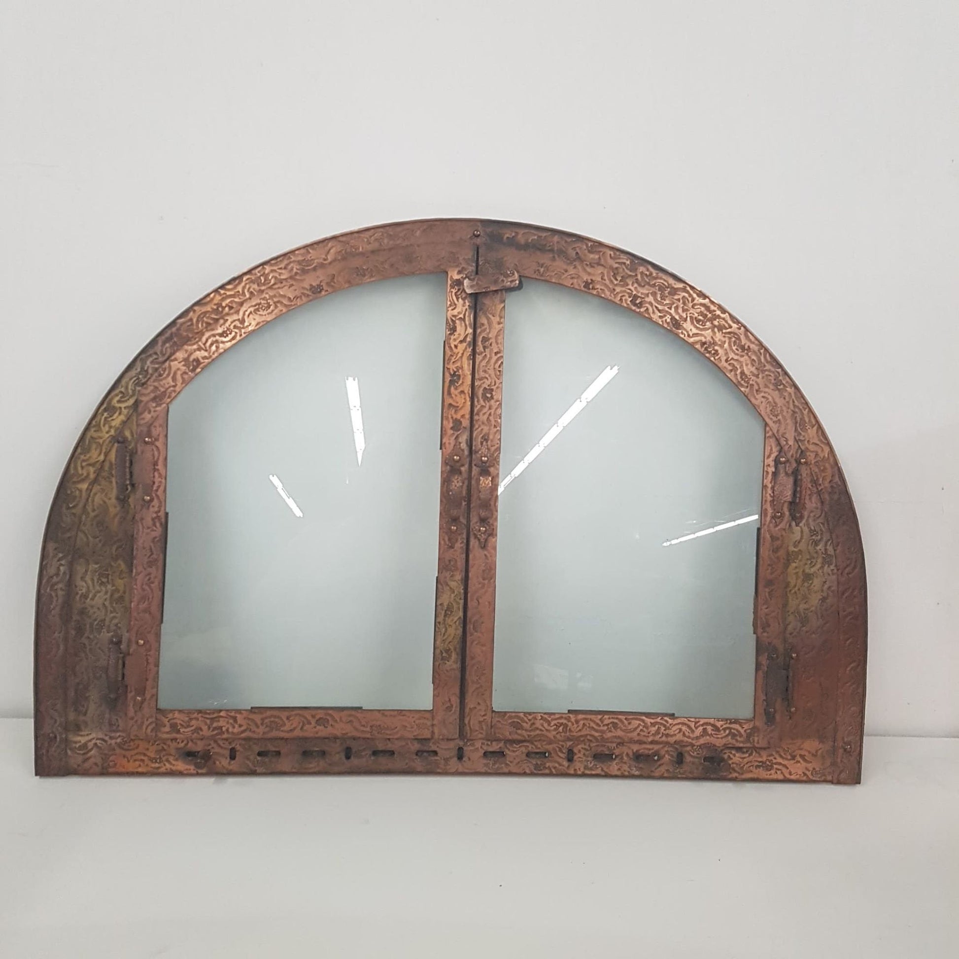 craftsman style arched top fireplace doors