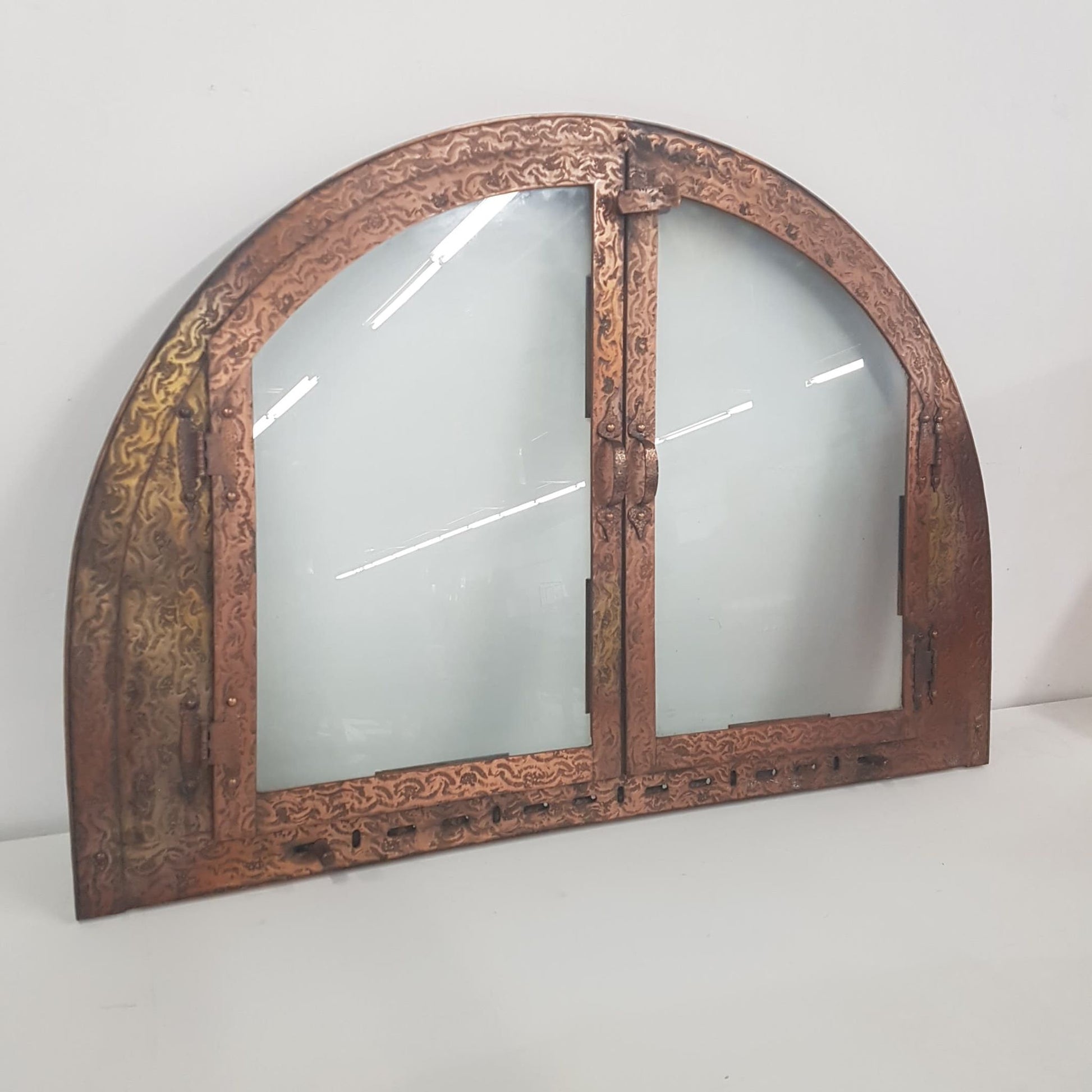craftsman style arched top fireplace doors