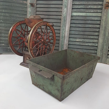 antique bin industrial metal box or basket primitive old for storage or display rustic weathered vtg old