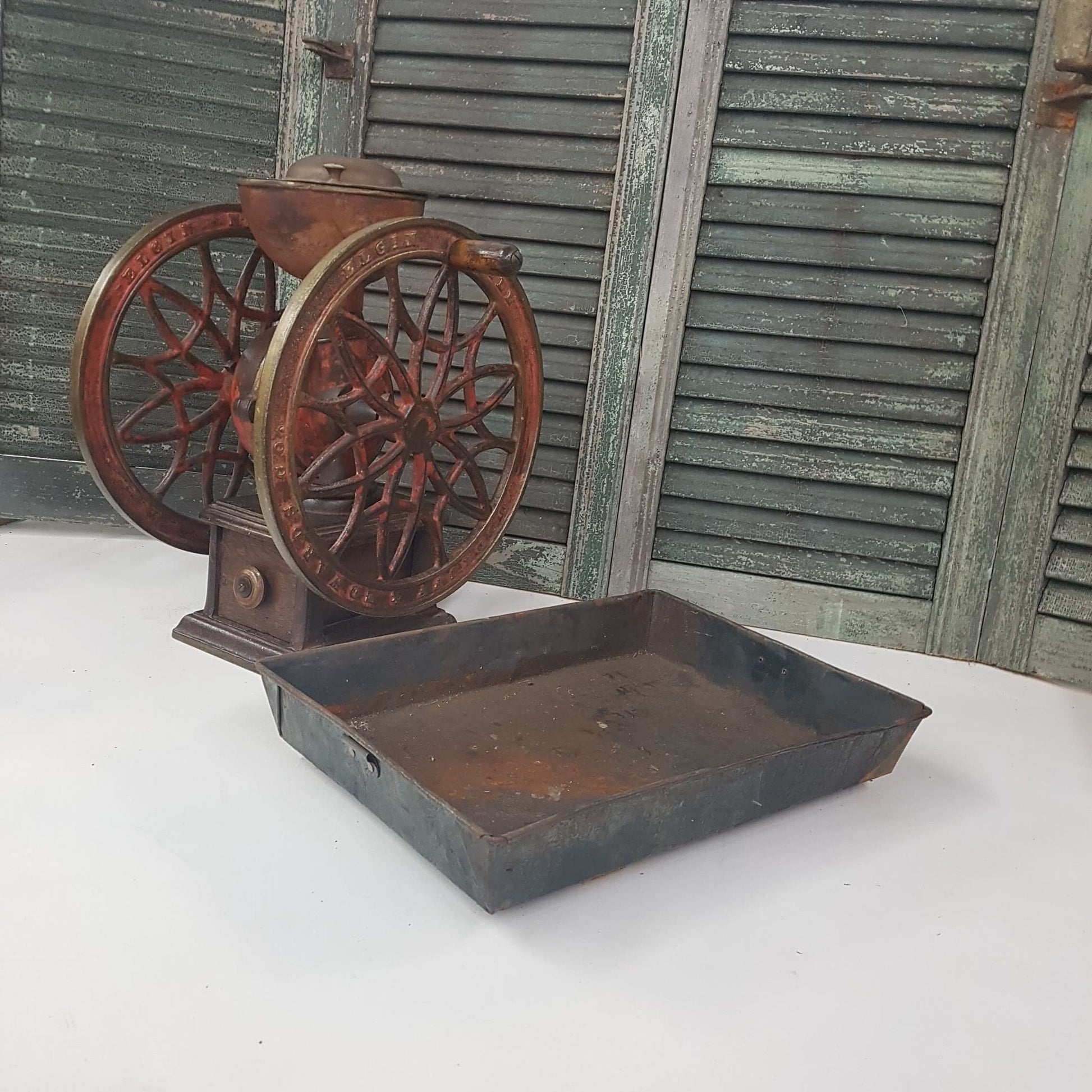 antique bin industrial metal box or basket primitive old for storage or display rustic weathered vtg old