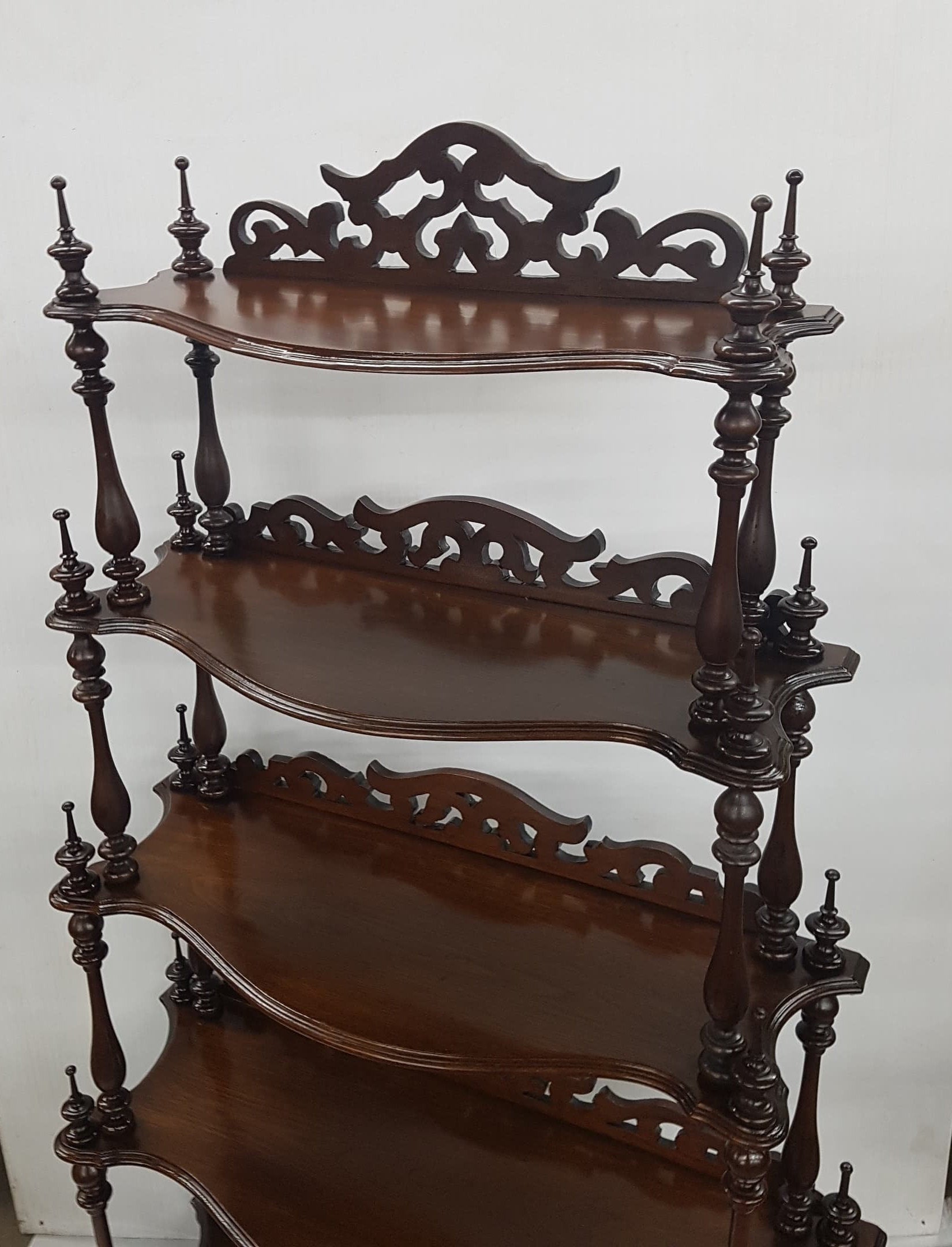 ornate victorian walnut curio whatnot shelf