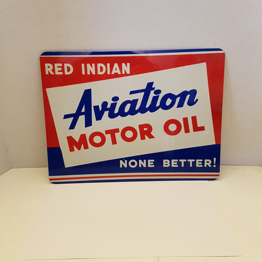 sign red indian aviation motor oil antique style sign