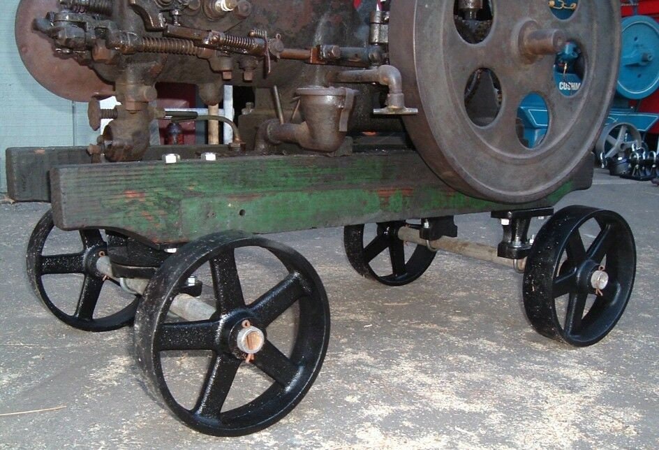 Huge Cast Iron Railway Baggage Cart Wheels -  Hit And Miss Engine Cart Wheels Industrial Factory Cart