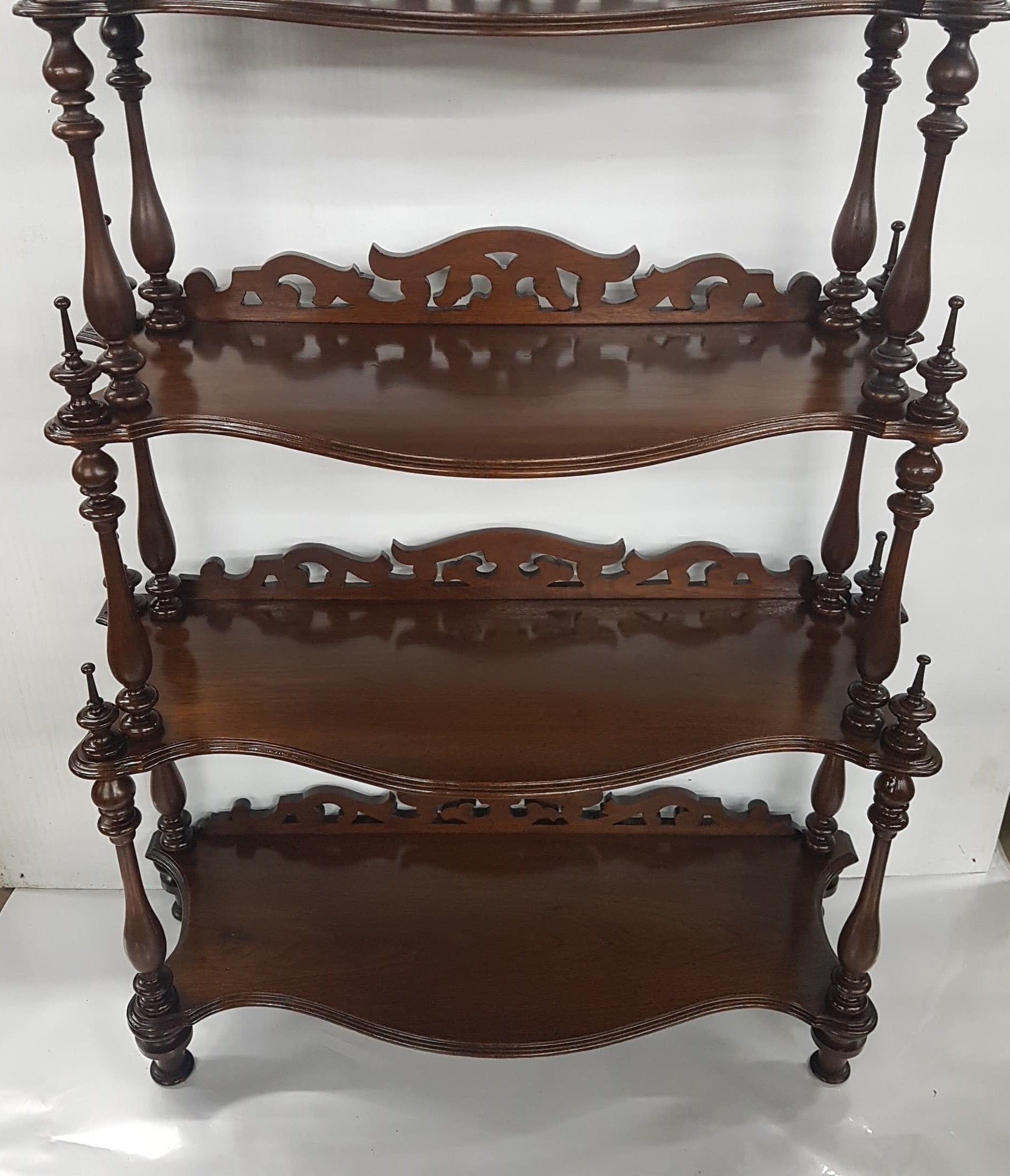 ornate victorian walnut curio whatnot shelf