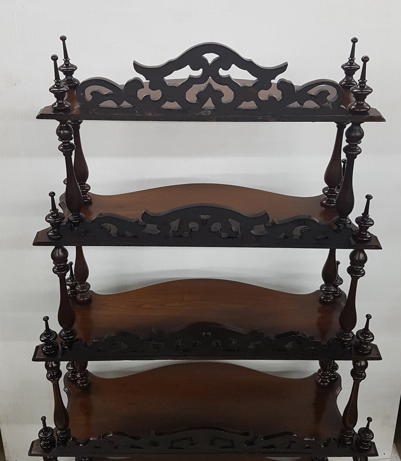 ornate victorian walnut curio whatnot shelf