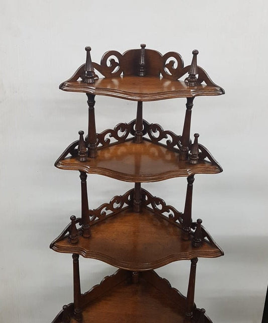 ornate victorian walnut corner curio whatnot shelf