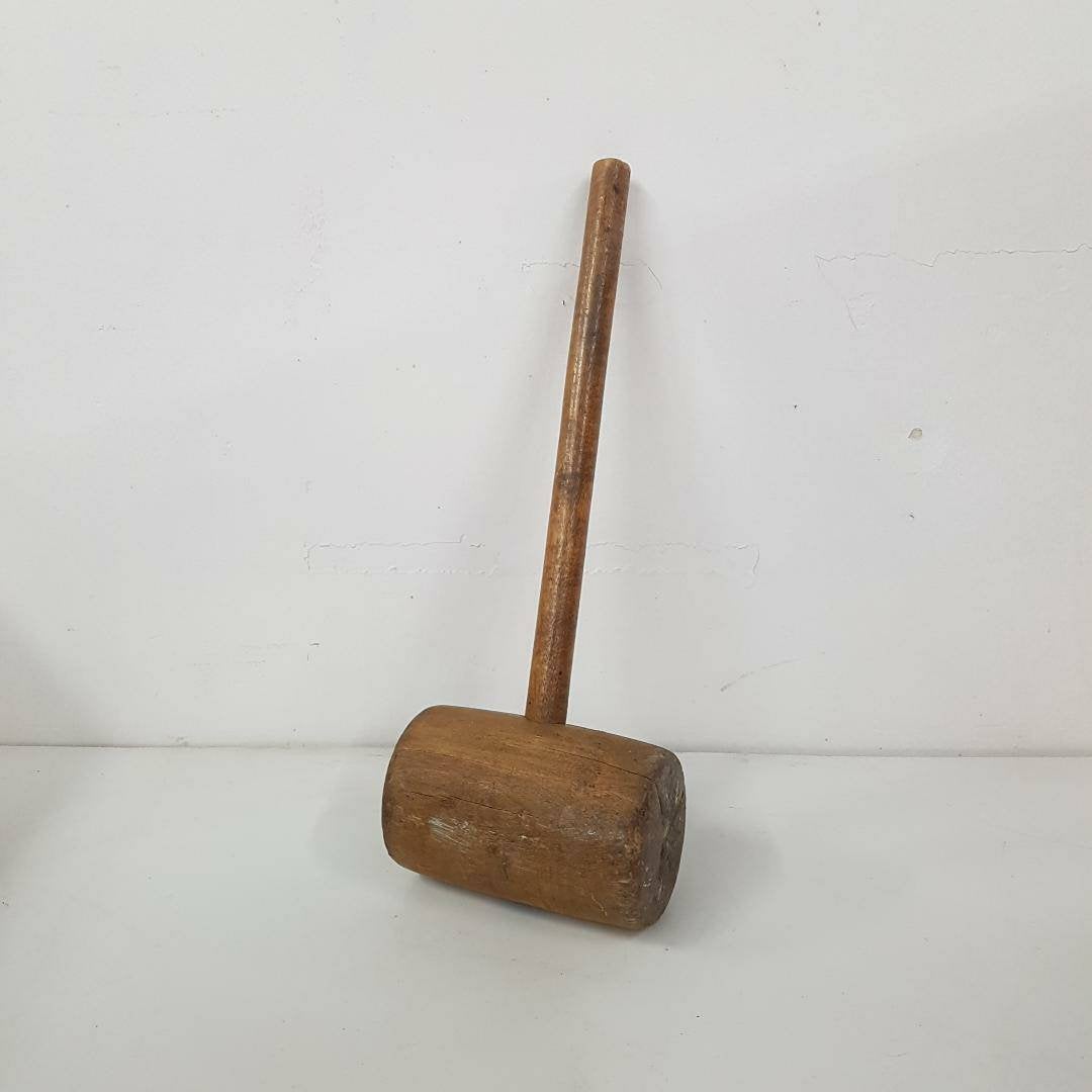 carpenters mallet antique wooden hand tool 1900's solid hardwood wood tools