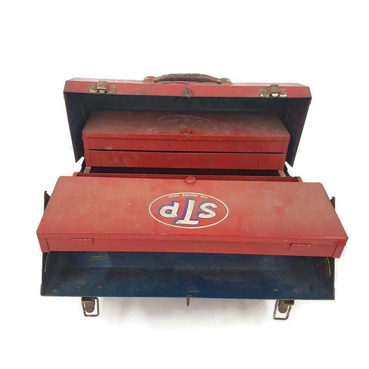 vintage folding cantilever toolbox accordion canadian tire tool box