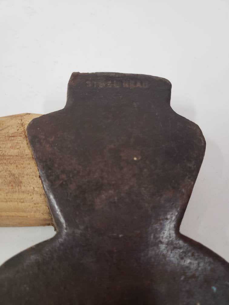 tapered blood hewing hatchet steel head wooden handle