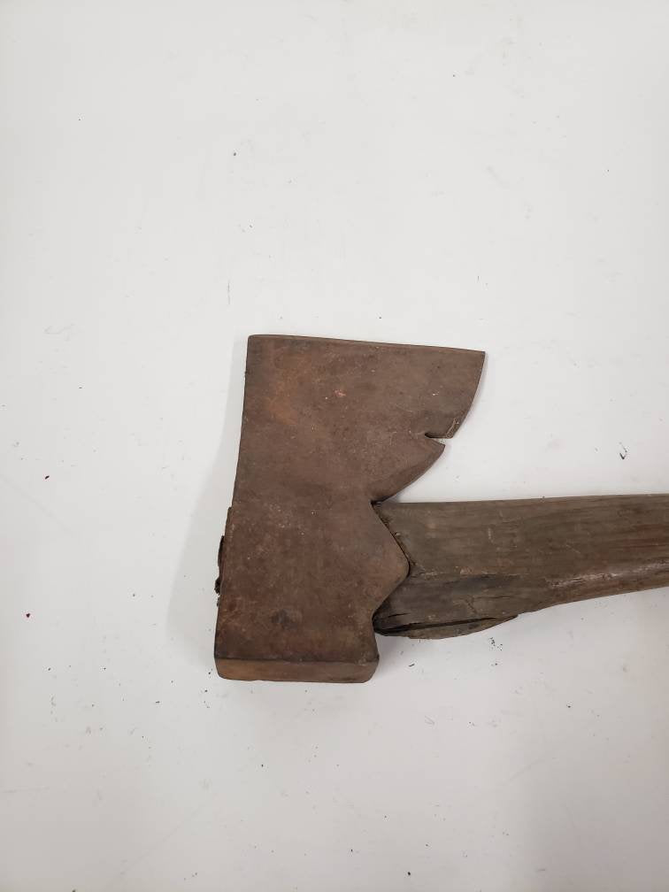carpenters hatchet steel head angled wooden handle