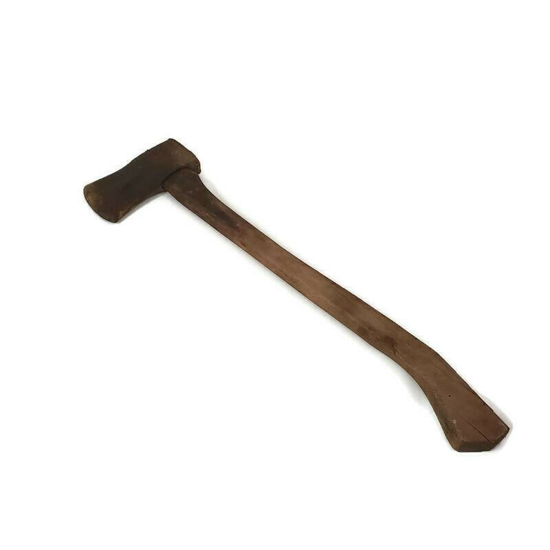 woodcutting axe steel head wooden handle