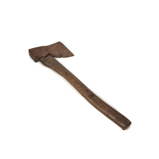 carpenters hatchet steel head angled wooden handle