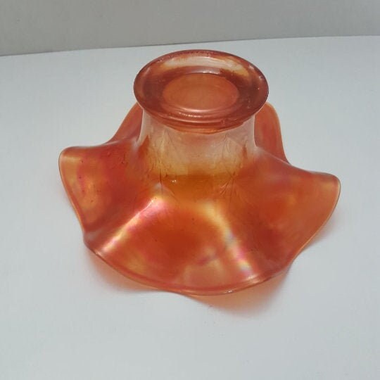 antique fenton marigold holly carnival glass ruffled hat vase bowl